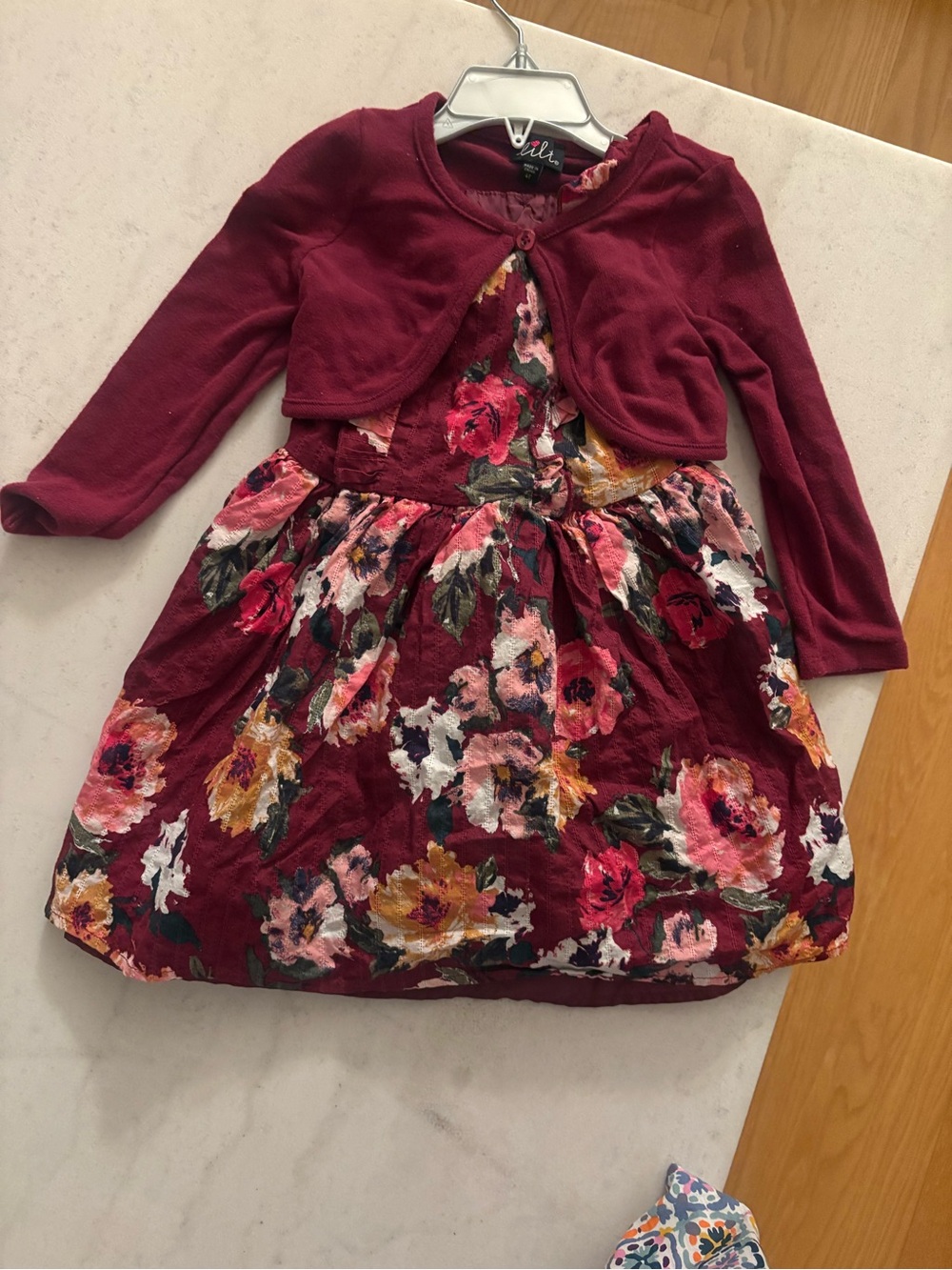 lilt Burgundy Floral Dress with Matching Bolero
